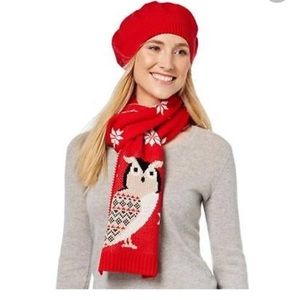 NWT Charter Club • 2-piece owl scarf and beret set